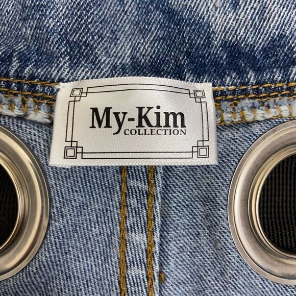 My-Kim Belted Button Fly High Waist Frayed Hem Denim Paper Bag Shorts - Picture 4 of 10